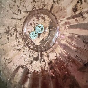 Sparkling Pavé Disc Stud Peace Sign Earrings